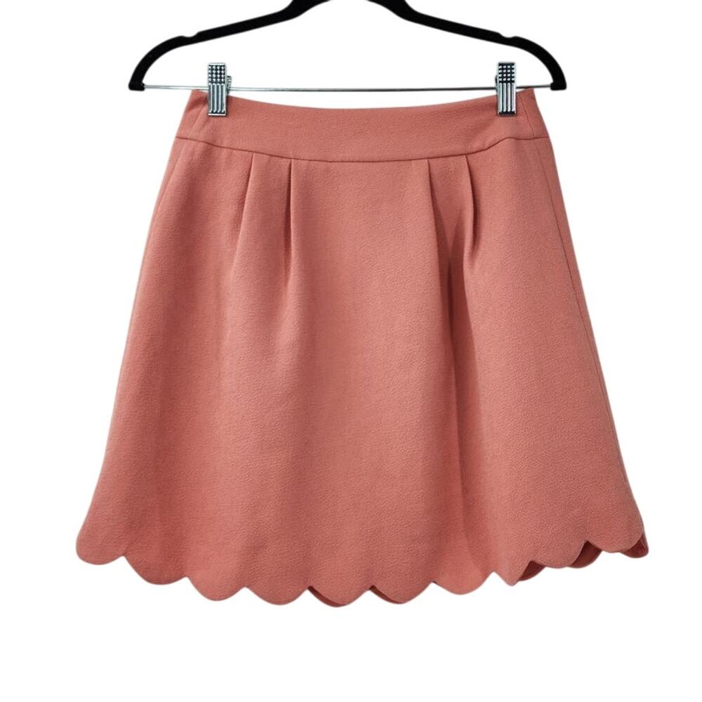 LOFT OUTLET Pink Scallop Hem Zip Back Mini Skirt Womens Petite Size 0P Summer